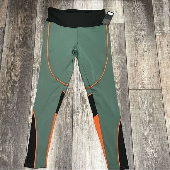 NWT Kimberly Color Block Green Orange Black Leggings Size Medium - Picture 1 of 9